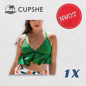 🆕*NWOT* CUPSHE | 1 X | Zoe Ruffle Crisscross Plus Size Bikini Top